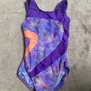 purple multi colored leotard